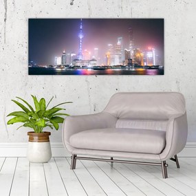 Éjszakai Shanghai képe (120x50 cm)