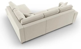 Bézs bársony kinyitható tárolóhelyes sarokkanapé (jobb oldali-L alakú) Kyoto – Cosmopolitan Design