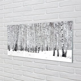 Üvegképek Téli nyírfák 125x50 cm