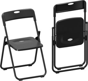 HOMCOM 6 darab összecsukható műanyag étkezőszék acélvázzal — íves háttámla és formázott ülés, helytakarékos (fekete) | Aosom