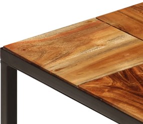 Tömör akácfa és acél dohányzóasztal 110 x 60 x 40 cm