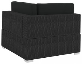 vidaXL 4 részes fekete polyrattan kerti kanapészett párnákkal