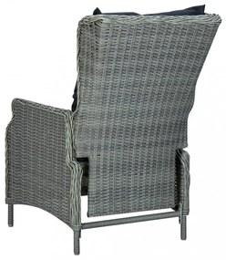 9 részes világosszürke polyrattan kültéri étkezőszett párnákkal