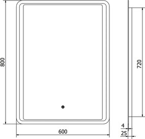 Mexen Zusa 60 x 80 cm-es, LED 6000K, páramentesített fürdőszobai tükör - 9808-060-080-611-00