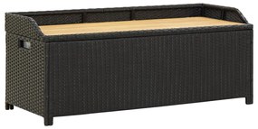 Fekete polyrattan kerti tárolópad 120 cm