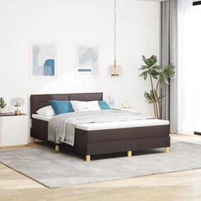 Boxspring ágy matraccal Sötétbarna 140x190 cm Szövet