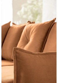Téglavörös kordbársony kinyitható sarokkanapé (bal oldali) Lazy Lukka – Miuform