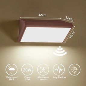 Brilagi-LED Kültéri fali lámpa érzékelővel TRIANGLE LED/20W/230V barna IP65