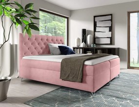 Boxspring ágy, 120x200, rózsaszín Velvet szövet, GULIETTE + ajándék