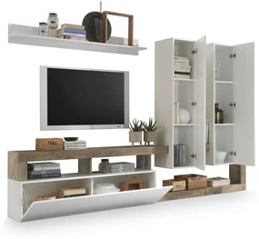 Hamburg TV állvány fehér, pero tölgy 277 cm