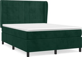 vidaXL sötétzöld bársony rugós ágy matraccal 140x190 cm