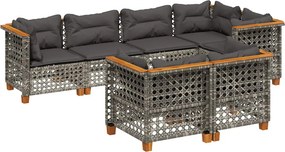 vidaXL 7 részes szürke polyrattan kerti ülőgarnitúra párnákkal