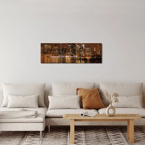 Éjszakai város képe (órával) (90x30 cm)
