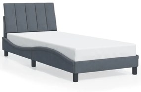 sötétszürke bársony ágykeret LED-világítással 90 x 200 cm