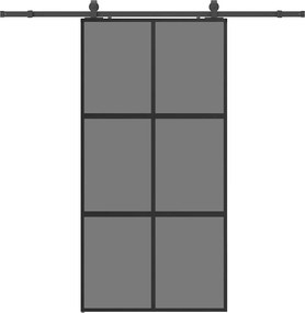 vidaXL fekete edzett üveg tolóajtó fémszerelék szettel 102,5x205 cm