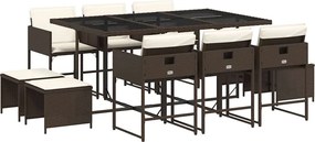 vidaXL 11 részes barna polyrattan kerti ülőgarnitúra párnákkal