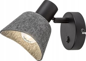 Fali lámpa reflektor fekete filc hamuszürke lámpabúra az ágy felett Rabalux
