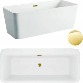 Aquauno Szabadonálló Kád 170x80 cm Arany Tükördugó És Túlfolyó