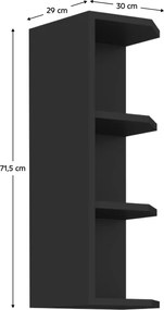 Felső sarokszekrény fekete, ARAKA/MENZO/SIBER 30 G-72 ZAK