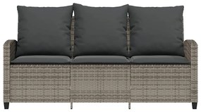 3 személyes szürke polyrattan kerti kanapé asztallal&amp;párnával