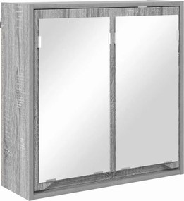 vidaXL Fürdőszobai tükörszekrény Szürke Sonoma 60 x 20 x 60 cm Faanyag