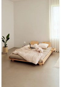 Natúr színű borovi fenyő franciaágy ágyráccsal 180x200 cm Social Bed – Karup Design