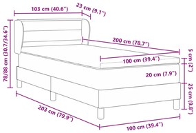 Boxspring Ágy Matrac Kék 100x200 cm Szövet
