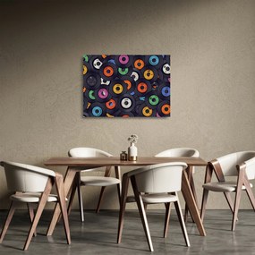 Kép - Zenei gramofonlemezek (üvegen) (70x50 cm)