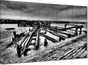 Vászonkép 100x70 Halászcsónak sínek