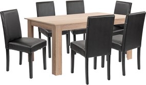 Leon 6+1 étkező garnitúra sonoma tölgy-fekete