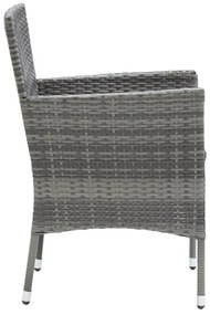3 részes szürke polyrattan kerti étkezőgarnitúra párnákkal