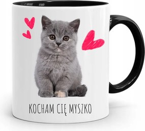 Fekete Bögre Lányoknak Szeretlek Egér nyomott mintával