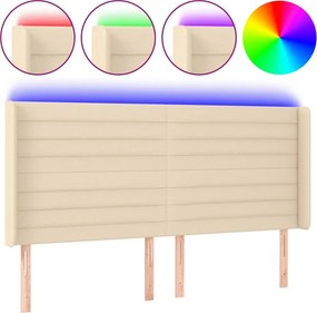 vidaXL krémszínű szövet LED-es fejtámla 203x16x118/128 cm