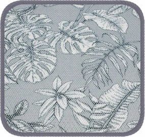 Esőálló kerti párna 40x40cm- trópusi levelek mintás szürke