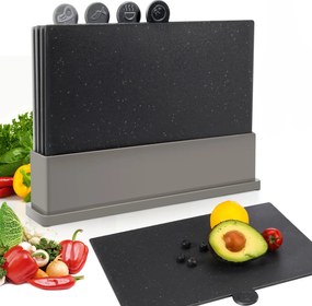 4 db-os műanyag vágódeszka készlet Mastertop állvánnyal