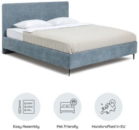 Kék kárpitozott franciaágy ágyráccsal 160x200 cm Noira Slim – Bonami Selection