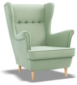 Uszak fotel, bársony, zöld