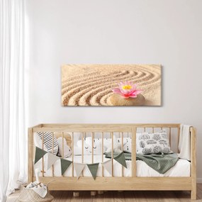 Egy kő, virággal a homokban képe (120x50 cm)