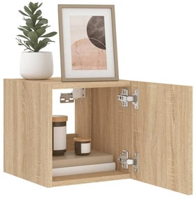 2 db sonoma tölgy színű fali TV-szekrény LED-del 30,5x35x30 cm