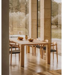 Natúr színű étkezőasztal tölgyfa dekorral 110x220 cm Deyanira – Kave Home