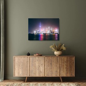 Éjszakai Shanghai képe (üvegen) (70x50 cm)