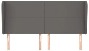 szürke műbőr fejtámla szárnyakkal 203x23x118/128 cm