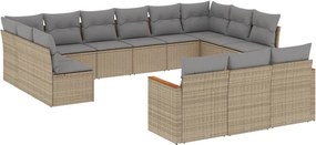 vidaXL 13 részes bézs polyrattan kerti ülőgarnitúra párnákkal