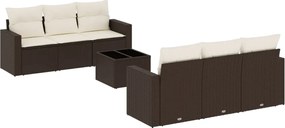 vidaXL 7 részes barna polyrattan kerti ülőgarnitúra párnákkal