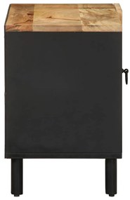 fekete tömör nyers mangófa TV-szekrény 80 x 33,5 x 46 cm