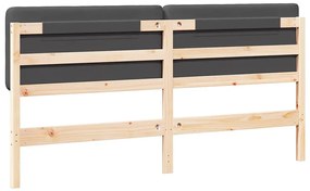 Kárpitozott fejtámla Barna és sötétszürke 200 cm Tömör fenyőfa