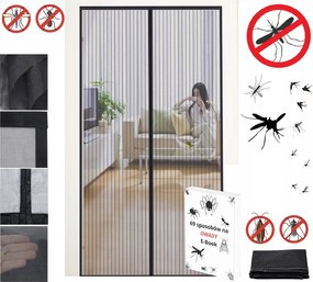 Mágneses Szúnyogháló 100 x 210 cm Ajtós Rovarháló Fekete