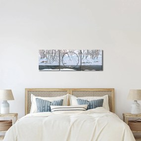 Kép - róka a téli tájban (órával) (90x30 cm)