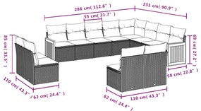 12 részes bézs polyrattan kerti ülőgarnitúra párnákkal