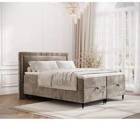 Bézs ágyneműtartós boxspring ágy 180x200 cm Voyage – Maison de Rêve